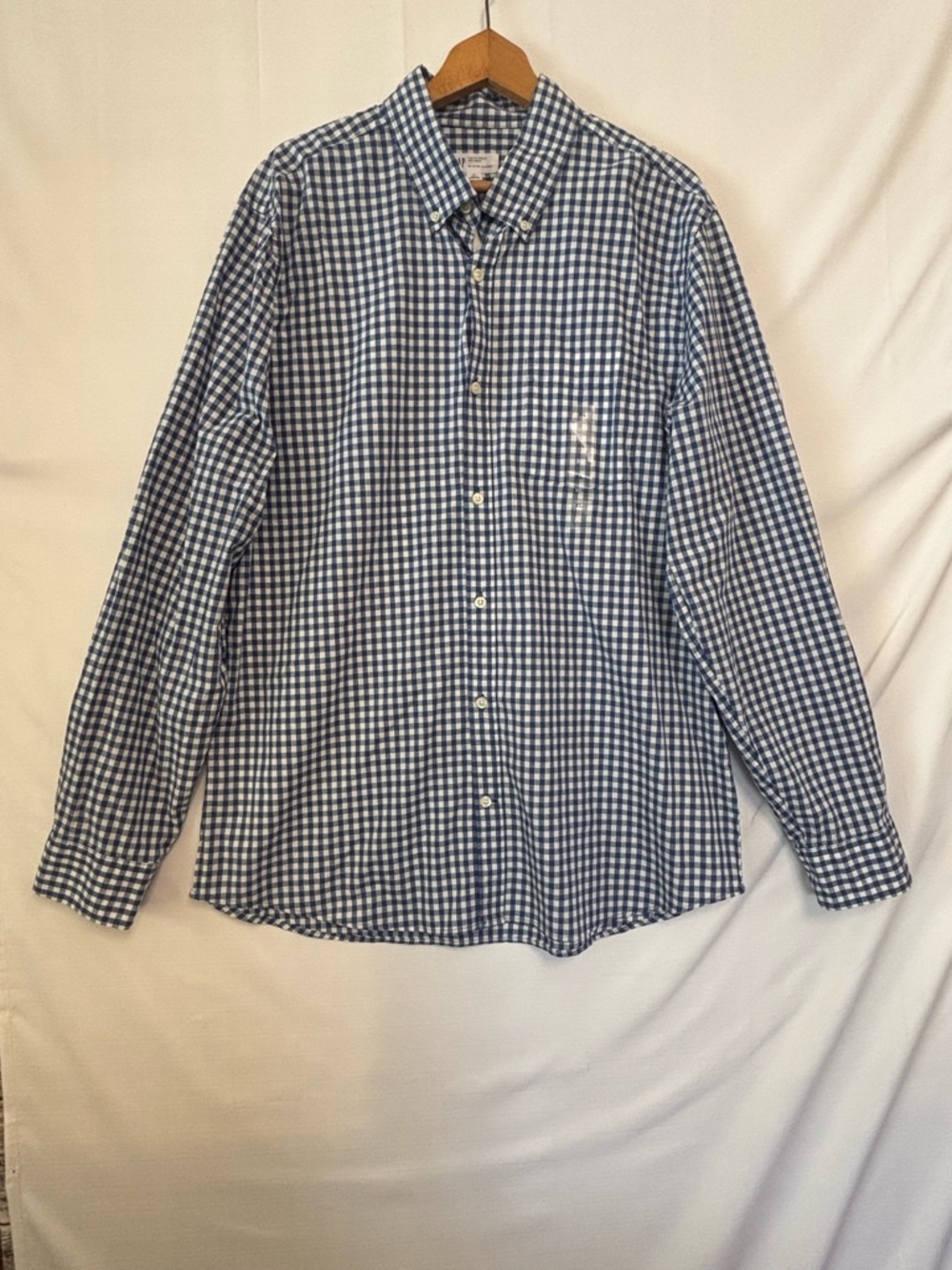 GAP NWT Blue Check Slim Fit Button Down Shirt Size XL